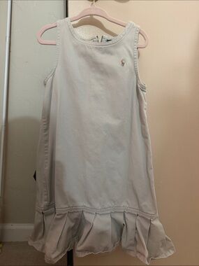Ralph Lauren Light Beige Sleeveless Ruffle Hem Dress